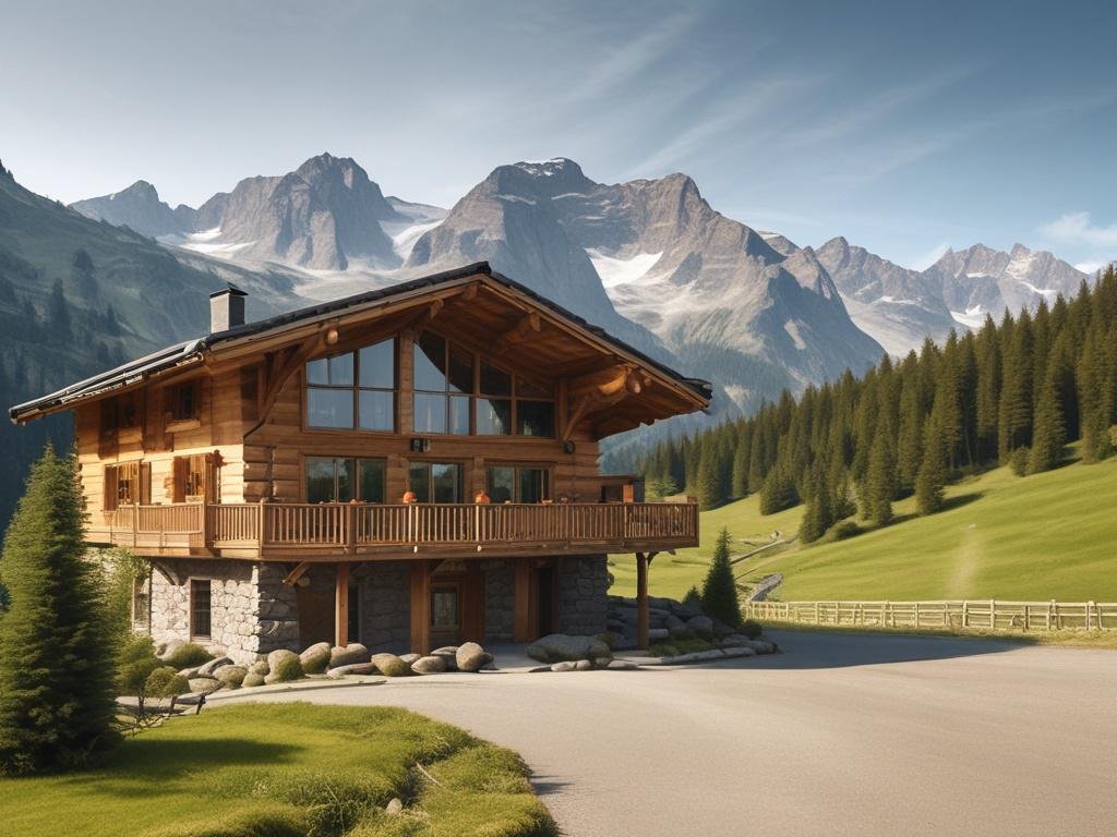 eco-luxury, mountain resort, Swiss chalet, nature, comfort